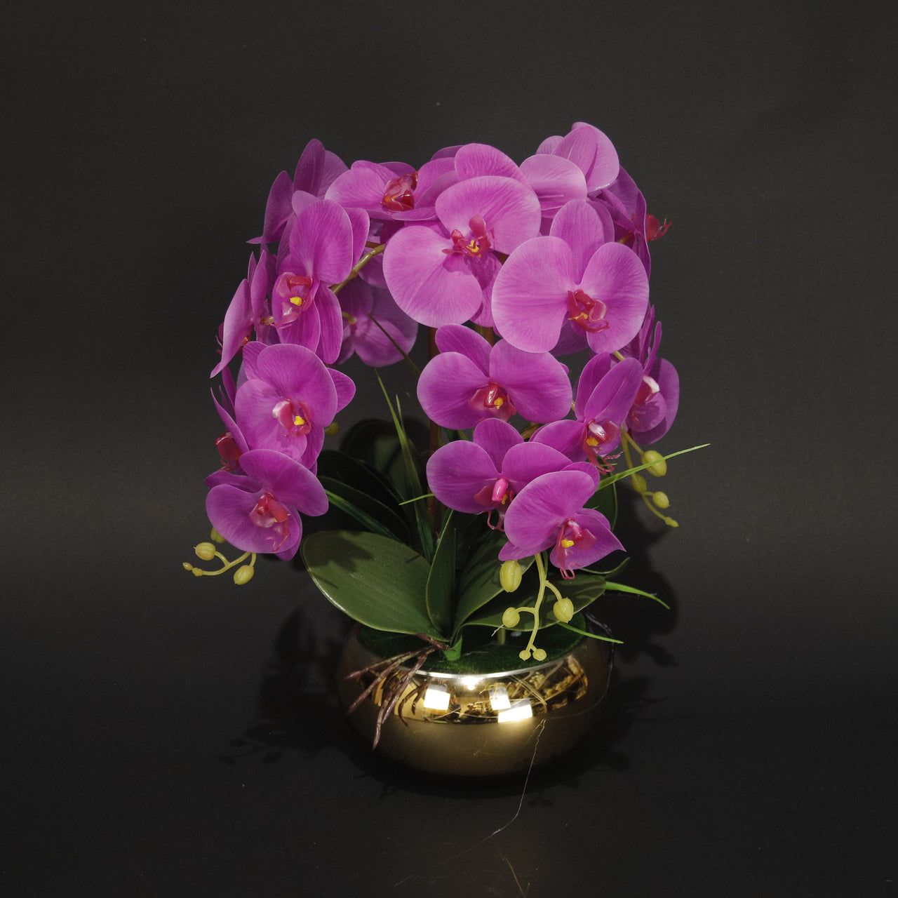 HFL10880 - M Fuschia Orchid Gold Pot Plant