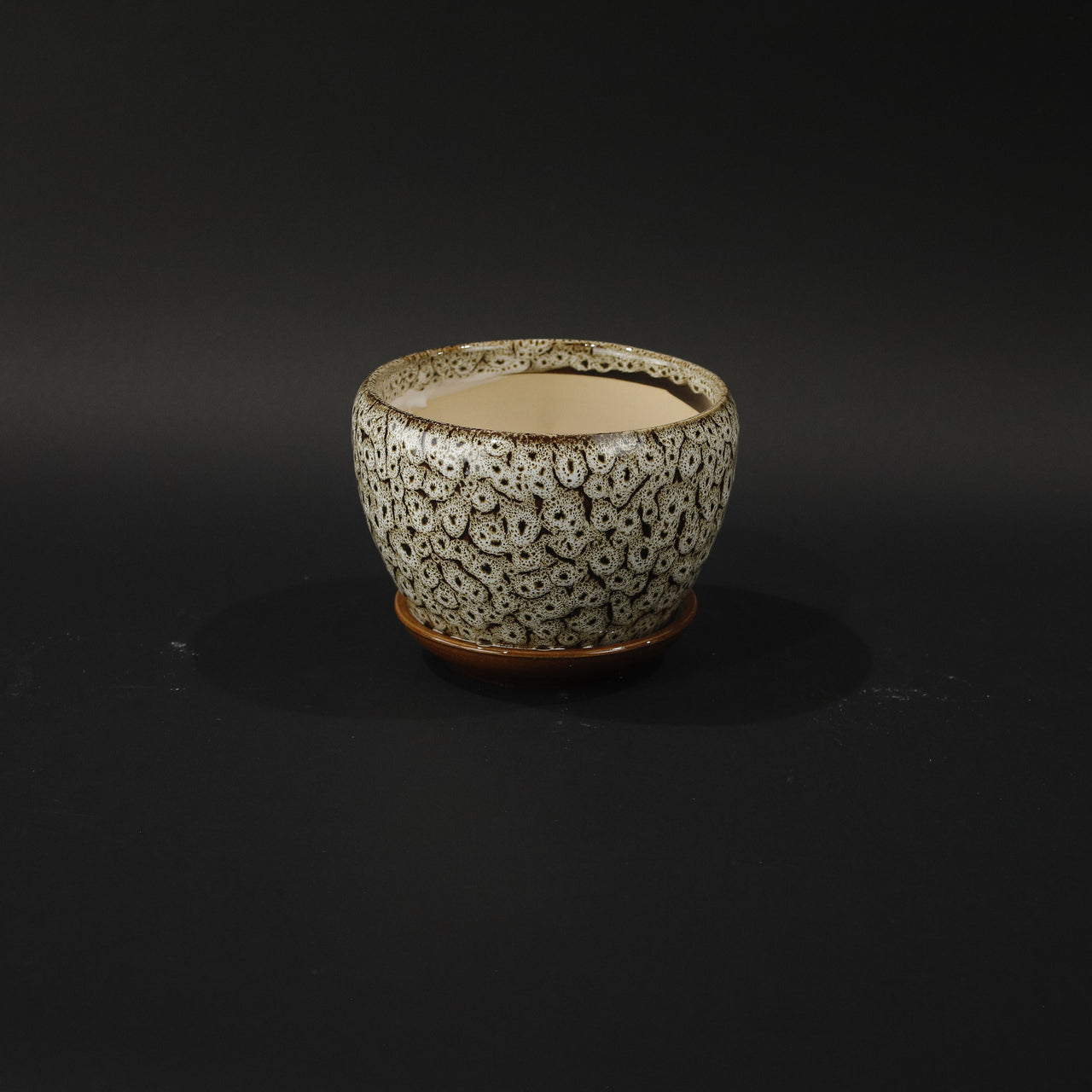 HHD11007 - S Speckled Cream Round Pot