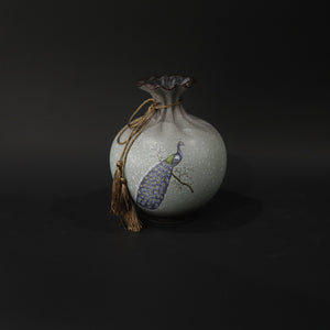 HHD11035 - Blueberry Peacock Squat Vase