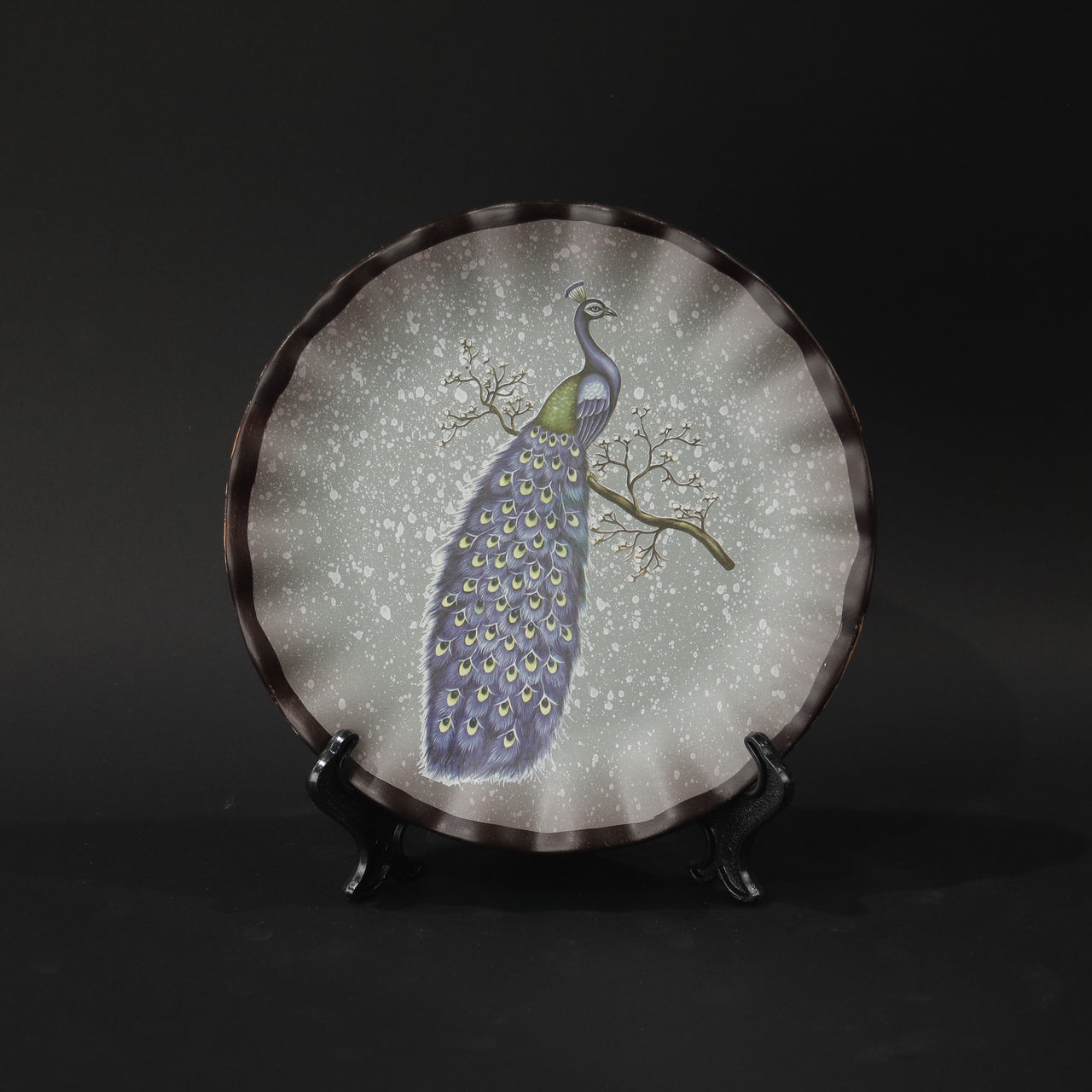 HHD11036 - Blueberry Peacock Plate & Stand