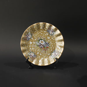 HHD11042 - Pewter Floral Plate & Stand