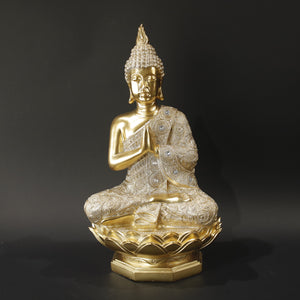 HHD11095 - L Praying Gold Buddha on Stand