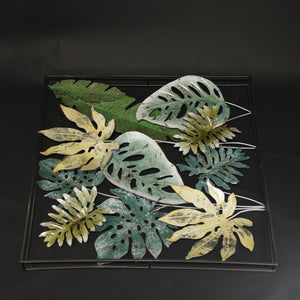 HHD11138 - Gold/Green Leaf Square Wall