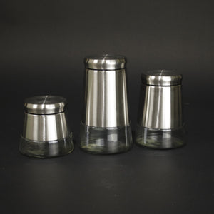 HKE10902 - Silver Triangle Canisters - Set of 3