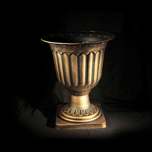 HCHD4657 - Small Gold Roman Pedestal Pot